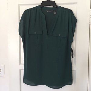Green Mixed-Media Utility Shirt
